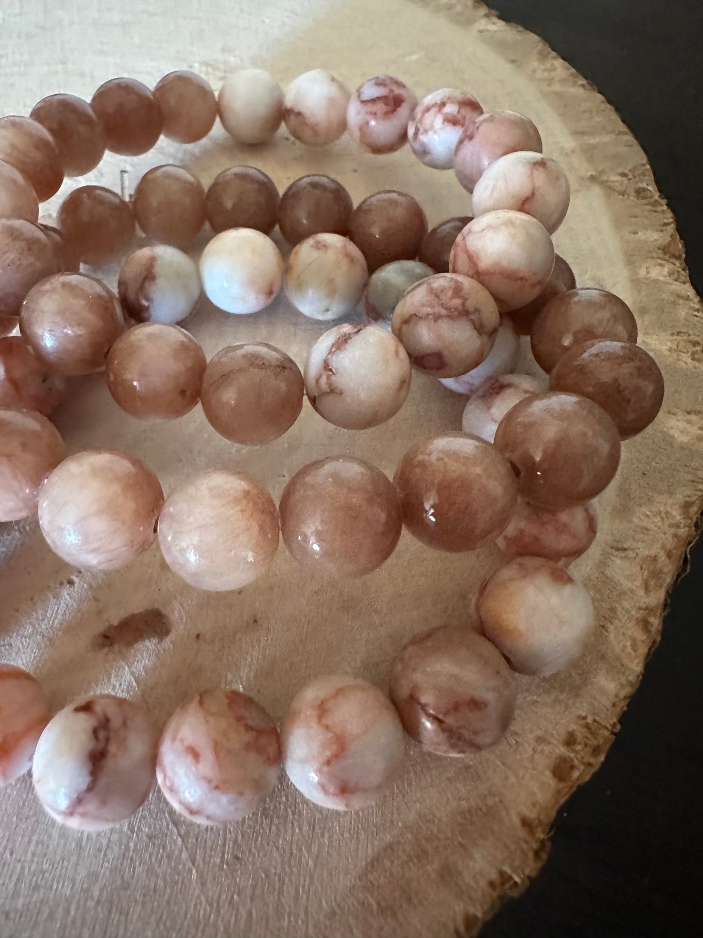 Red Veined Jasper + Cappuccinoย Jade Gemstone Stack